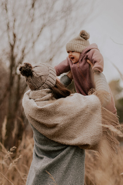 Anastasia Vogel with her daughter in nature